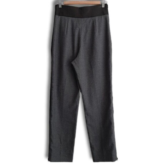 Diane von Furstenberg DVF / Ellis Leather Trim Waist High Rise Gray Trousers 4 - Picture 12 of 16